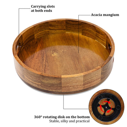 GL-Bamboo Acacia Wood Round Turntable Tray