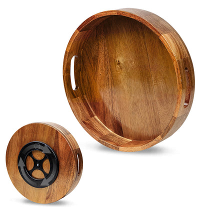 GL-Bamboo Acacia Wood Round Turntable Tray