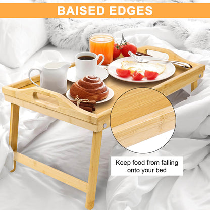 GL-Bamboo Bed Tray Table with Handle and Folded Legs