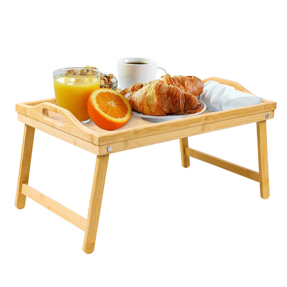 GL-Bamboo Bed Tray Table with Handle and Folded Legs