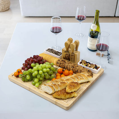 GL-Bamboo Cheese Board Set with Magnetic Knife Holder