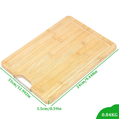 GL-Bamboo Cutting Board with Juice Groove and Metal Handle