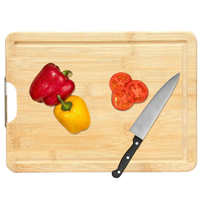 GL-Bamboo Cutting Board with Juice Groove and Metal Handle