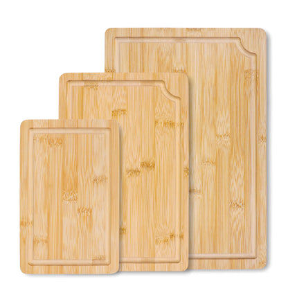 GL - Bamboo cutting board set of 3 with juice groove and handle, custom size, logo