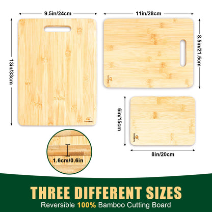 GL-Bamboo Cutting Board Set of 3 with Handle