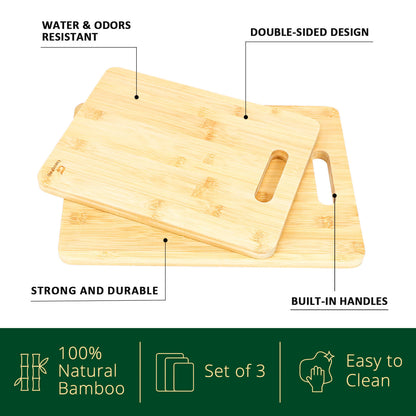 GL-Bamboo Cutting Board Set of 3 with Handle