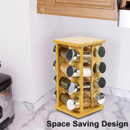 GL-Bamboo Revolving Spice Rack Set with Spice Jars