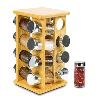 GL-Bamboo Revolving Spice Rack Set with Spice Jars