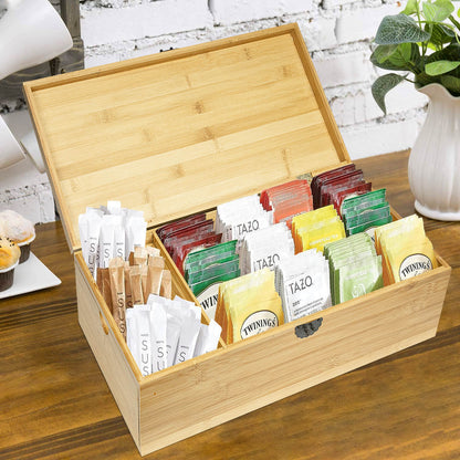 GL-Bamboo Tea Bag Storage Box with Side Pull Drawer