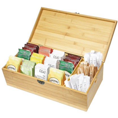 GL-Bamboo Tea Bag Storage Box with Side Pull Drawer