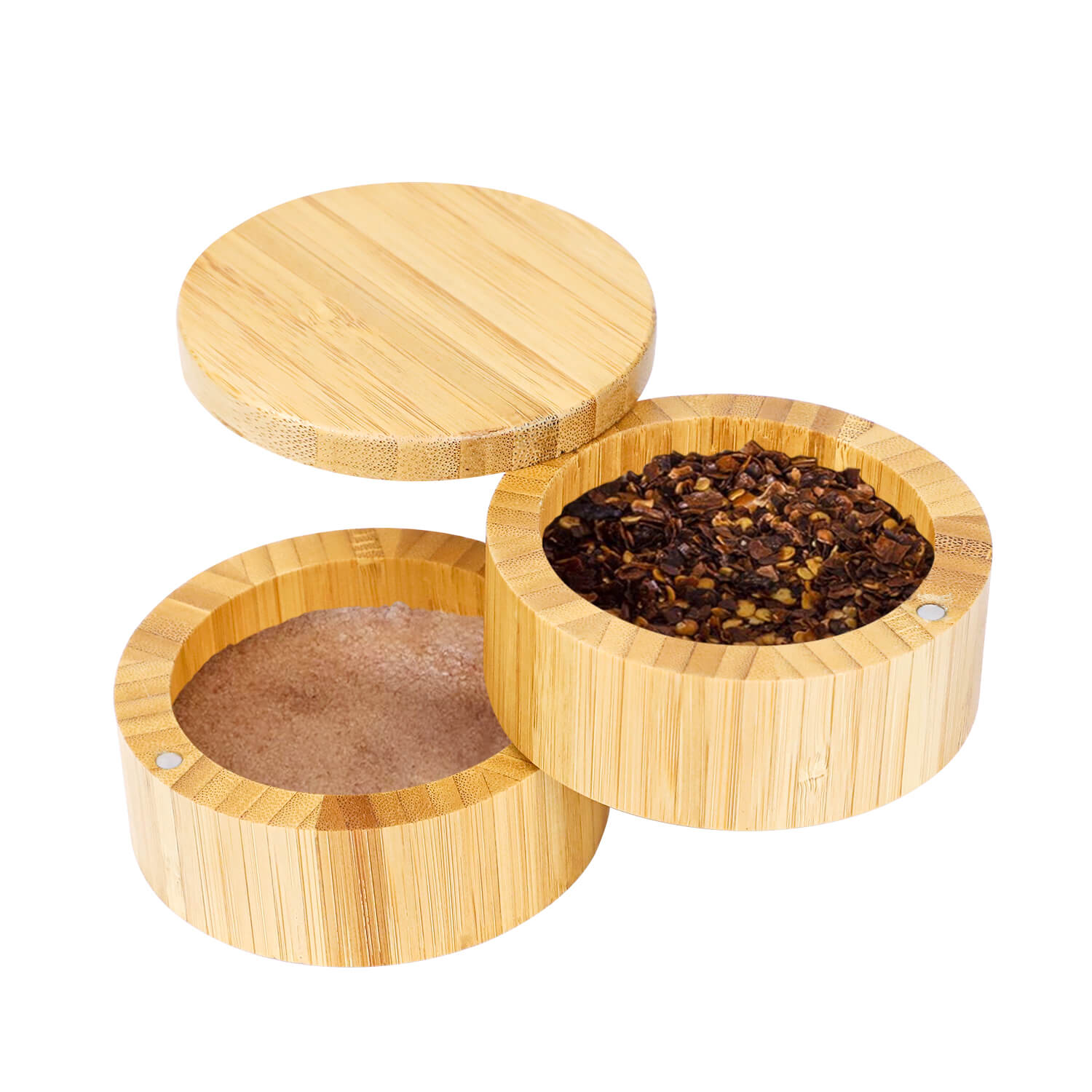 GL-Bamboo Tiered Salt and Pepper Box with Magnetic Lids