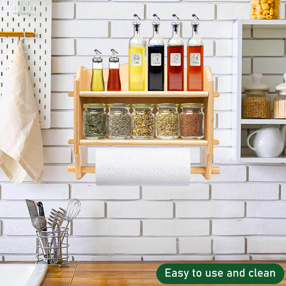 GL - Bamboo wall mounted spice rack with paper towel holder, custom size, logo