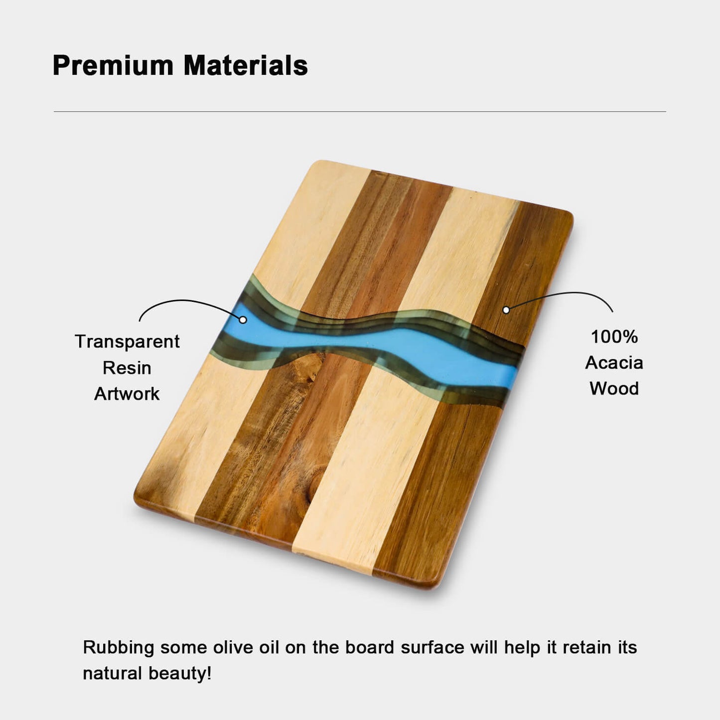 GL-Bamboo Large Acacia and Resin Cutting Board for Charcuterie Board