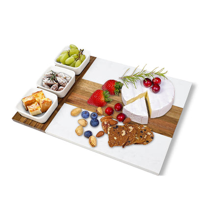 GL-Bamboo Marble and Wood Cheese Board Set