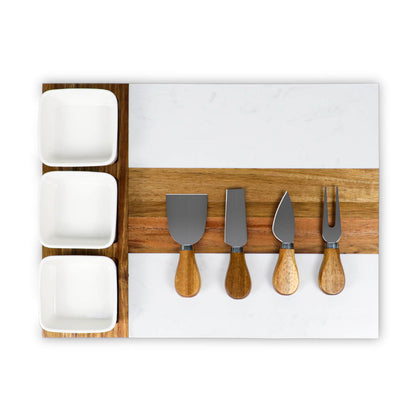 GL-Bamboo Marble and Wood Cheese Board Set