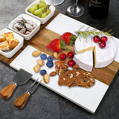 GL-Bamboo Marble and Wood Cheese Board Set