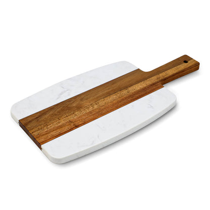 GL-Bamboo Marble and Wood Cutting Board with Handle for Charcuterie Board