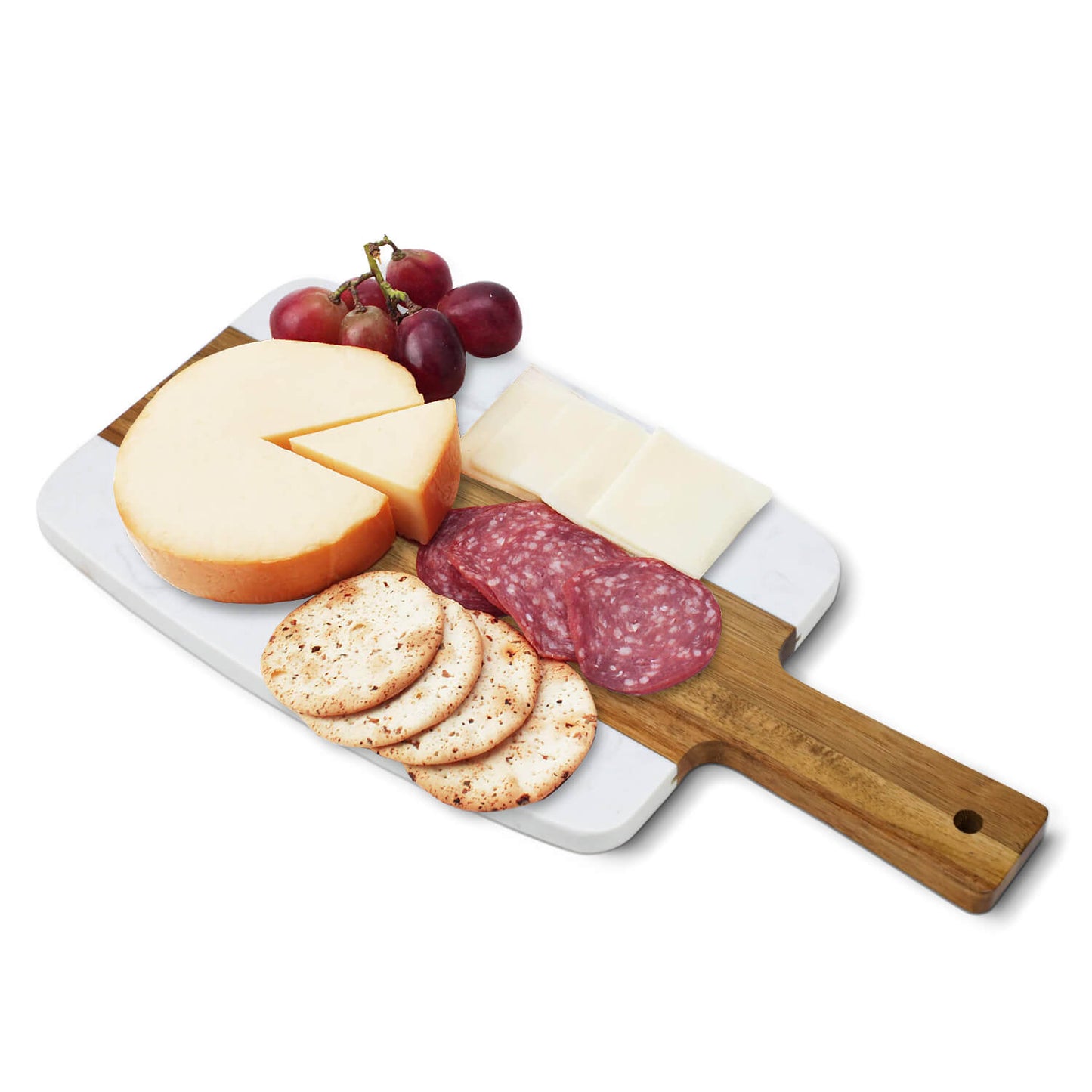 GL-Bamboo Marble and Wood Cutting Board with Handle for Charcuterie Board